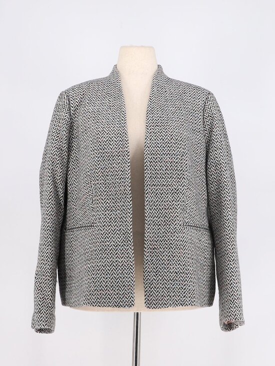 J. Crew Factory Jackets & Blazers - J. CREW Gray Herringbone Broadway Open Front Blazer Wool Preppy Size 20